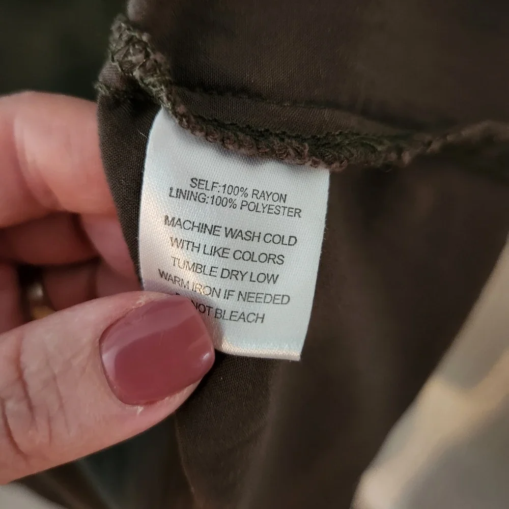 Indigo Rose Olive Green Ruffle Flutter Sleeve Button Front Midi Dress Large L - Picture 4 of 5